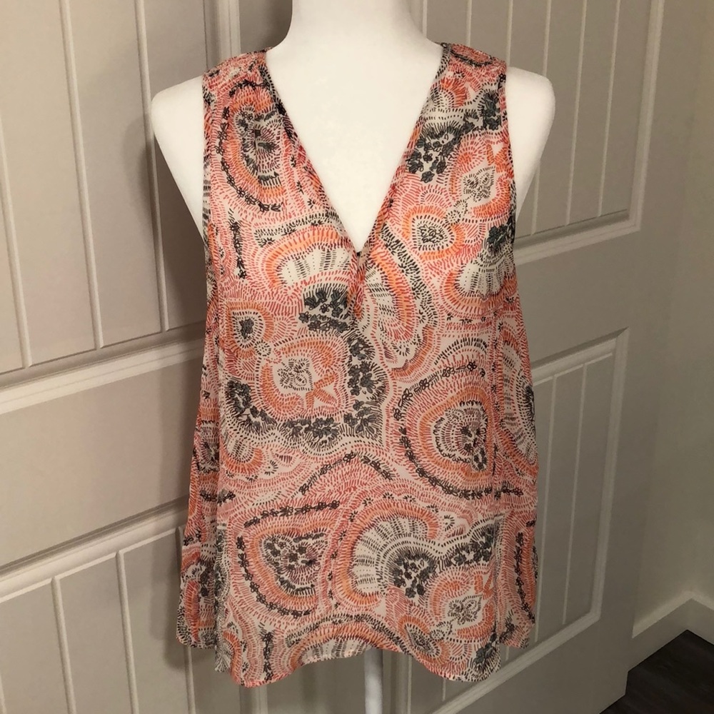 Joie Joaquin Floral Print Silk Sleeveless Top